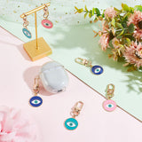 6Pcs Alloy Enamel Keychain, with Alloy Swivel Lobster Claw Clasps and 304 Stainless Steel Jump Rings, Flat Round with Eye, Mixed Color, 6.4cm, 3pcs/set