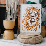 Plastic Drawing Painting Stencils Templates, for Painting on Scrapbook Fabric Tiles Floor Furniture Wood, Rectangle, Lion, 29.7x21cm