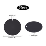 30Pcs Opaque Acrylic Big Pendants, Flat Round, Black, 50x1.3mm, Hole: 4mm