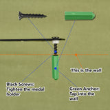 Sports Theme Iron Medal Hanger Holder Display Wall Rack, 3-Line, with Screws, Dance, Sports, 130x290mm, Hole: 5mm