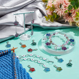 Knitting Row Counter Chains & Locking Stitch Markers Kits, with Dog Paw Print Alloy Enamel Glitter Powder Pendant and Acrylic Beads, Mixed Color, 3~23.9cm, 19pcs/set