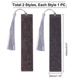 2Pcs 2 Style Blackwood Bookmarks, Rectangle, Black, 140x28mm, 1pc/style