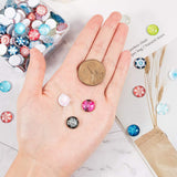 Flatback Glass Cabochons for DIY Projects, Dome/Half Round, Christmas Theme, Snowflake Pattern, Mixed Color, 12x4mm, 140pc/box