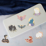 8Pcs 8 Style Animal Enamel Pins, Golden Alloy Brooch, for Backpack Clothes, Fox/Wolf/Bat/Snake, Mixed Shapes, 15~33x27~31mm, 1pc/style