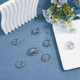 8Pcs 4 Style Adjustable Brass Finger Ring Components, Pad Ring Settings, 4 Claw Prong Settings, Platinum, Tray: 7.5~16x5~12mm, Inner Diameter: 16~18mm, 2Pcs/style