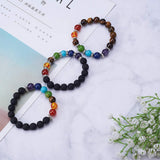 DIY Chakra Bracelet Making, with Tibetan Style Alloy Spacer Beads, Elastic Crystal Thread, Natural/Synthetical Gemstone Beads, Mixed Color, 135x70x30mm