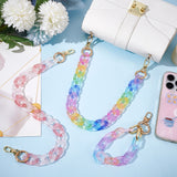 2Pcs Transparent Acrylic Curb Chains Bag Handles, with 1Pc Acrylic Cable Chain Wristlet Straps, Colorful, 31~43.5cm