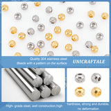 100Pcs 2 Color 304 Stainless Steel Beads, Textured, Round, Golden & Stainless Steel Color, 4x3.5mm, Hole: 1.5mm, 50pcs/color