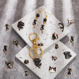 64Pcs 16 Style Light Gold Plated Alloy Pendants, with Enamel, Cattle Head & Cat, Mixed Color, 13.5~24.5x9.5~20x1~3mm, Hole: 1.4~2mm, 4pcs/style