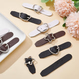 9 Sets 9 Style Sew on PU Imitation Leather Tab Closures, with Alloy Center Bar Buckles, Star, Bear & Heart, Mixed Color, 96~108x16.5x1mm, 1 set/style