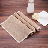 Braided Jute and Lace Non-Slip Insulation Pad, Restaurant Western Placemat, BurlyWood, 42x30x0.1cm