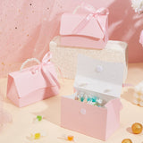 Wedding Favors Candy Box DIY Set, including 1 Sheet Craft Papar, 1Pc Ribbon, 1Pc Beaded Handle, 2 Pairs Round Hook & Loop, for Making Handbag Shaped Paper Gift Package Box, Pearl Pink, 13x7.5x8.7cm