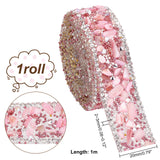 1M Hotfix Rhinestone Tape, with Tumbled Gemtone Chip, for Costume Accessories, Belt Decoration, Pink, 20x2~3mm