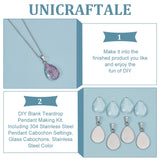 DIY Blank Teardrop Pendant Making Kit, Including 304 Stainless Steel Pendant Cabochon Settings, Glass Cabochons, Stainless Steel Color, 60Pcs/box