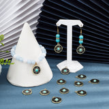 Rack Plating Alloy Enamel Pendants, with Synthetic Turquoise, Cadmium Free & Nickel Free & Lead Free, Light Gold, Flat Round with Sun, Black, 22x17x4mm, Hole: 2mm, 25pcs/box