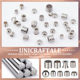 54Pcs 9 Style 201 & 304 Stainless Steel Beads, Large Hole Beads, Column & Rondelle, Stainless Steel Color, 6~10x4~8mm, Hole: 4~7mm, 6pcs/style