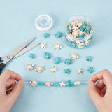 100Pcs Starfish & Turtle Synthetic Turquoise Beads, with 10.93 Yards Elastic Thread for DIY Ocean Style Stretch Bracelets Making Kits, Mixed Color