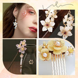 200Pcs 2 Colors Brass Bead Caps, Hair Stick Accessories, Flower, Mixed Color, 13mm, 100pcs/color