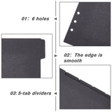 5 Sheets A5 Paper Binder Dividers, 6-Hole Index Page Tab for Planner & Notebook & Loose Leaf Binders, Rectangle, Black, 208x150x0.2mm, Hole: 5mm