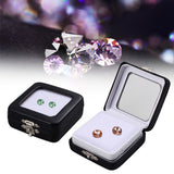 PU Leather Loose Diamond Display Boxes with Sponge Inside, Glass Visible Window Small Jewelry Storage Case, Black, Square, 5.7x5.7x2.4cm