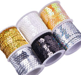 Eco-Friendly Plastic Paillette Beads, Sequins Beads, Ornament Accessories, Flat Round, Mixed Color, 6mm, about 5m/roll