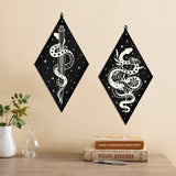 Custom Plywood Pendulum Board, Wall Hanging Ornament, for Witchcraft Wiccan Altar Supplies, Rhombus with Tarot Theme Patterns, Black, 300x170x6mm, 3 styles, 1pc/style, 3pcs/set