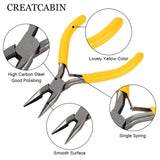 1Pc 45# Steel Jewelry Pliers, Needle Nose Pliers, Chain Nose Pliers, with Plastic Handle, Yellow, 12x8.4x0.85cm