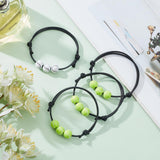 20Pcs 2 Colors Plastic Round Beaded Bracelets Set with Wax Rope, Adjustable Bracelets for Women, Mixed Color, Inner Diameter: 2-3/4~3-7/8 inch(7~9.8cm), 10Pcs/color