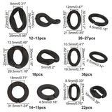 Opaque Spray Painted Acrylic Linking Rings, Quick Link Connectors, for Chains Making, Frosted, Mixed Shapes, Black, 128~131pcs