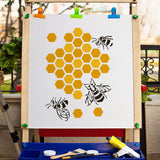 Bees Theme PET Plastic Hollow Out Drawing Painting Stencils Templates, Rectangle, Hive Pattern, 297x210mm