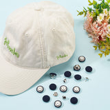 32 Sets Cloth Cap Nail Button, with Iron Rivet, Hat Accessories, Prussian Blue, Button: 17x7mm, Hole: 1mm, Rivet: 11x3mm, Pin: 1mm