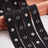 Clasps and Eye Cotton Tape Trim, with Brass Findings, for DIY Clothing Accessories Embellishment Decorations, Black, 20x3.5mm, about 6yards/Card