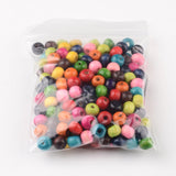 Wood Beads, Lead Free, Round, Dyed, Mixed Color, 7~8x6~7mm, Hole: 3mm