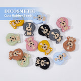 14Pcs 7 Colors Silicone Focal Beads, Baby Chew Teething Beads, Dog, Mixed Color, 28x25x9mm, Hole: 2mm, 2pcs/color