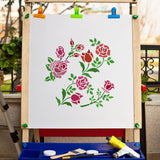 PET Plastic Hollow Out Drawing Painting Stencils Templates, Square, Rose Pattern, 18x18cm