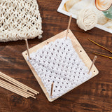 Square Wood Crochet Blocking Board, Knitting Loom, with Round Wooden Sticks for Making Cushions, Scarves, Hats, Headbands, Shawl, Triangle, 16x16x1.2cm