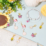 Alloy Enamel Bee & Flower & Butterfly Charm Locking Stitch Markers, Zinc Alloy Lobster Claw Clasps Locking Stitch Marker, Mixed Color, 3.5~3.8cm, 12pcs/set