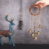 2Pcs 2 Style Rattan & Iron Witch Bells for Door Knob, Wind Chimes, Mixed Color, 325~330x50~122mm, 1pc/style