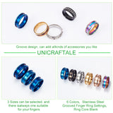18Pcs 18 Styles 201 Stainless Steel Grooved Finger Ring Settings, Ring Core Blank, for Inlay Ring Jewelry Making, Mixed Color, Size: 10~13mm, Inner Diameter: 20~22.2mm, 1Pc/style