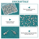 50Pcs 304 Stainless Steel Screw Eye Peg Bails, Stainless Steel Color, 17.5mm, Hole: 6x3mm, Pin: 1.3mm