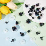 24 Sets 6 Style Plastic Doll Eyes, with PET Glitter Powder Finding, Craft Safety Eyes, for Crafts, Crochet Toy and Stuffed Animals, Half Round, Mixed Color, 14.5~23x10~20mm, 4 sets/style
