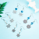 DIY Earring Making, with Tibetan Style Alloy Pendants, Glass Beads, Brass Earring Hooks, Iron Eye Pin and Iron Head Pins, Snowflake, Mixed Color, 11x7x3cm