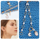 Knitting Row Counter Chains & Locking Stitch Markers Kits, with Owl & Moon & Star Alloy Enamel Pendant and Acrylic Beads, Mixed Color, 2.5~28cm, 15pcs/set