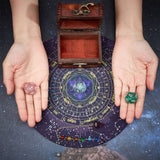 Chakra Natural Amethyst Dowsing Pendulum Pendants, with 3pcs Divination Tarot Astrological Dice, Resin Dowsing Board, Rectangle Wooden Storage Box, Mixed Color, 220x3.5mm