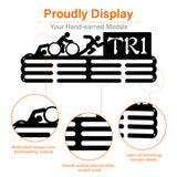 Fashion Iron Medal Hanger Holder Display Wall Rack, 3 Line, with Screws & Word TRL(Triathlon), Electrophoresis Black, 150x400mm