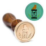 Brass Wax Seal Stamp with Handle, for DIY Scrapbooking, Sand Glass Pattern, 89x30mm