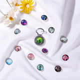 DIY Brooch Making, with Alloy Rhinestone Magnetic Brooch and Brass Glass Snap Buttons, Flat Round with Tree, Mixed Color, 18~19x9~9.5mm