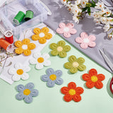 60Pcs 6 Colors  Candy Color Two Tone Crochet Flower Appliques, Computerized Embroidery Cloth Patches, Costume Accessories, Sewing Craft Decoration, Mixed Color, 60x58x2.5mm, 10pcs/color
