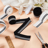 4Pcs 2 Colors 95% Elastic Fiber & 5% Spandex Stripe Pattern Polyester Ribbing Fabric for Cuffs, Waistbands Neckline Collar Trim, Edge Trimming, Mixed Color, 1100x30x1.5mm, 2pcs/color