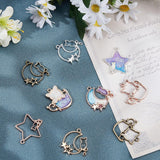 32Pcs 16 Styles Alloy Open Back Bezel Pendants, for DIY UV Resin, Epoxy Resin, Pressed Flower Jewelry, Cadmium Free & Lead Free, Star with Cat, Mixed Color, 2pcs/style